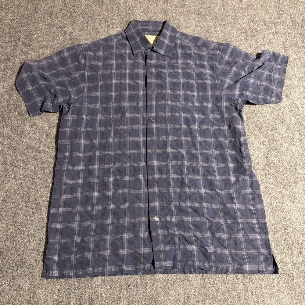 Island Republic Shirt Mens Medium Blue Short Sleeve Button Down Modal Blend